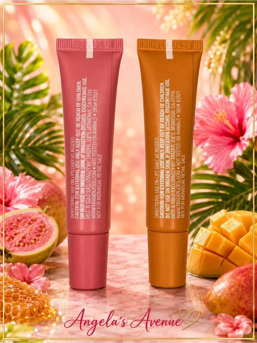 Trader Joe's Tropical Duo Guava Honey & Salted Mango Lip Butter Balm NEW IN BOX